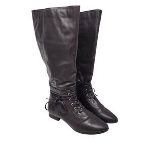 Comfortview Brown Faux Leather Audrina 14813 Wide Width Knee High Boots Size 9 W